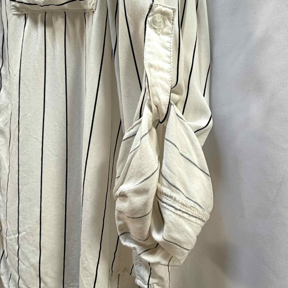 Melissa Nepton Black & White Striped Long Sleeve Blouse Sz LG - Picture 4 of 8